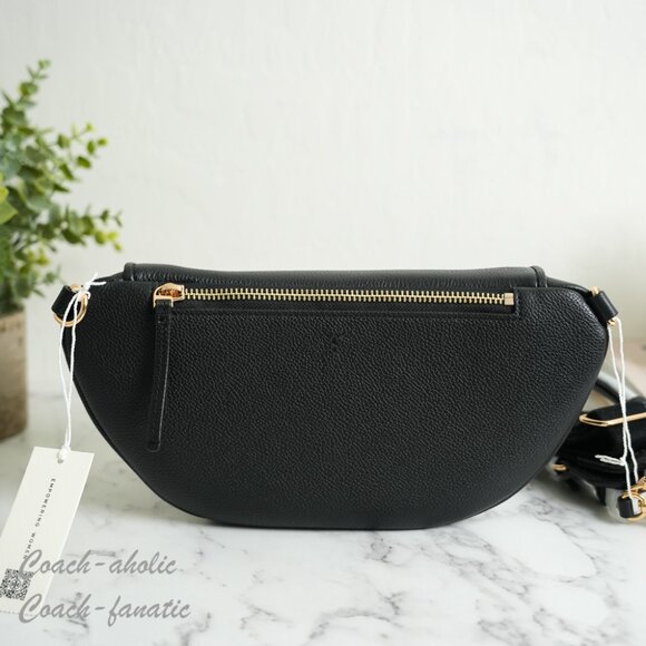 NWT Tory Burch Thea Black Pebbled Leather Belt Bag Fanny Pack 165917 - Picture 7 of 8